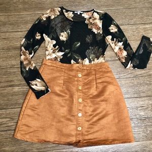 Button Front Mini Skirt